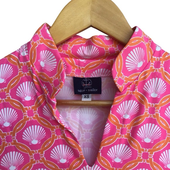 Sailor Sailor Pink Orange Seashell Sleeveless V Neck Shift Dress Stretch…NEW - Picture 8 of 8